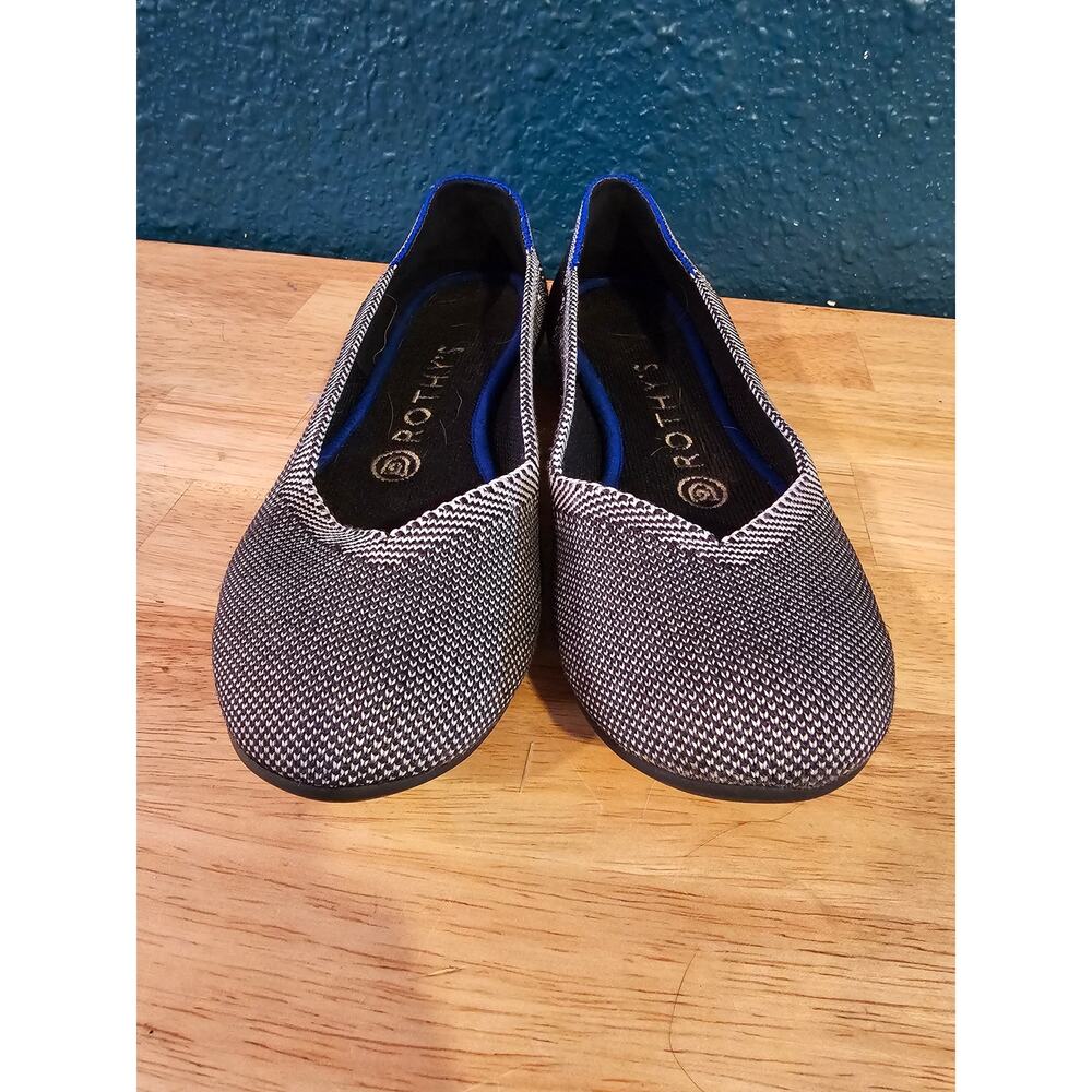 RETIRED HTF Rothys Grey Birdseye sz 6.5 Classic Ballet Round Toe Shoe Flat Knit